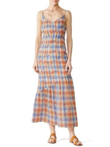 Rejina Pyo Checkered-gingham Grid Plaid Tie-dye Orange Printed