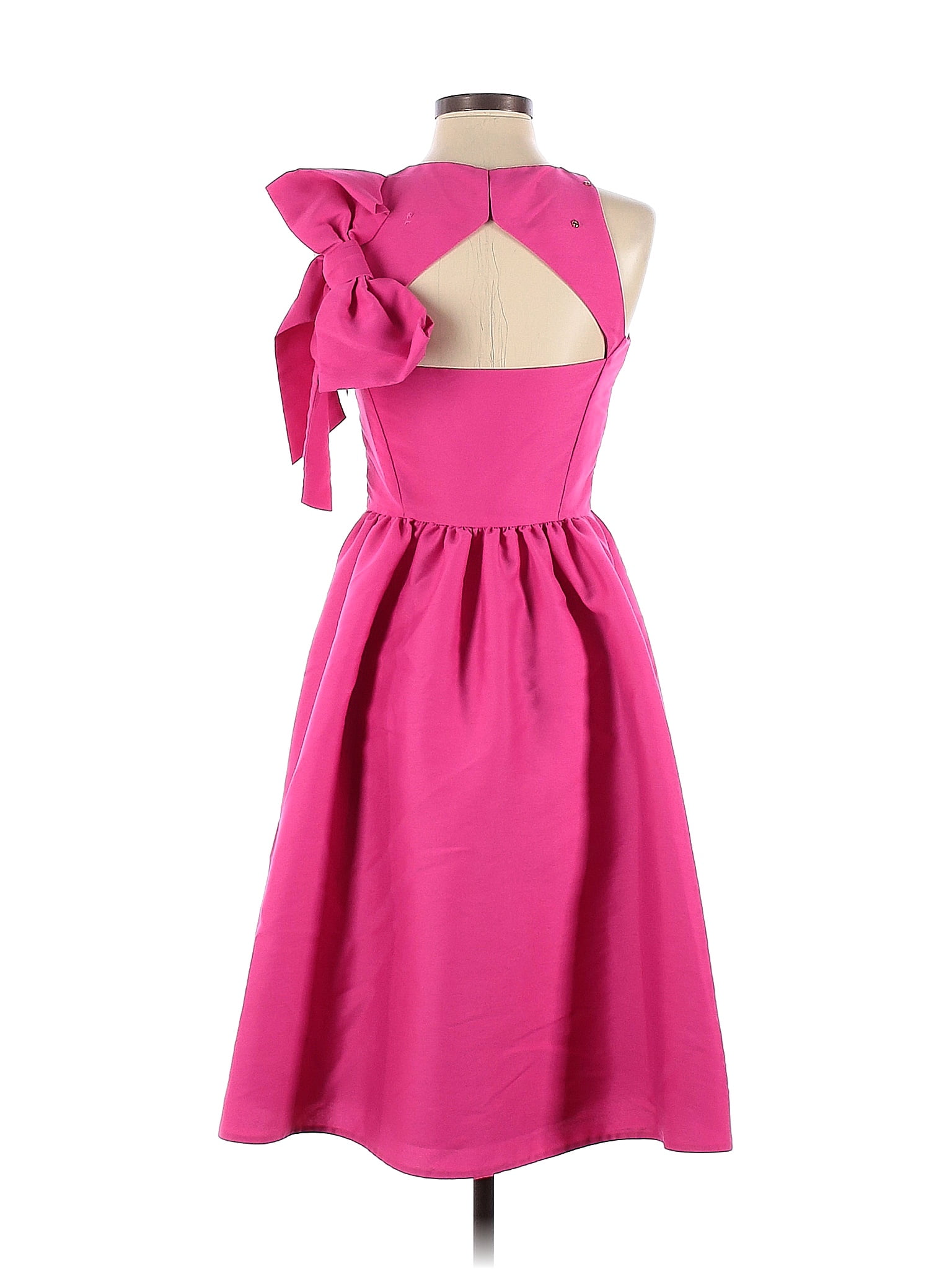 Kate Spade New York 100% Polyester Solid Pink Bougainvillea Bow Back Dress  Size 0 - 76% off