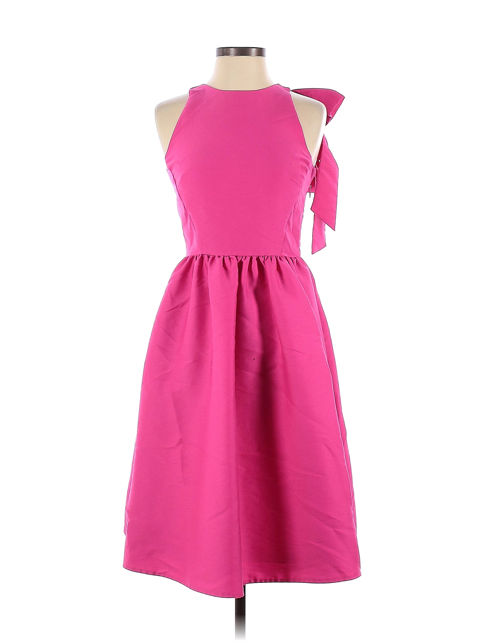 Kate Spade New York 100% Polyester Solid Pink Bougainvillea Bow Back Dress  Size 0 - 76% off