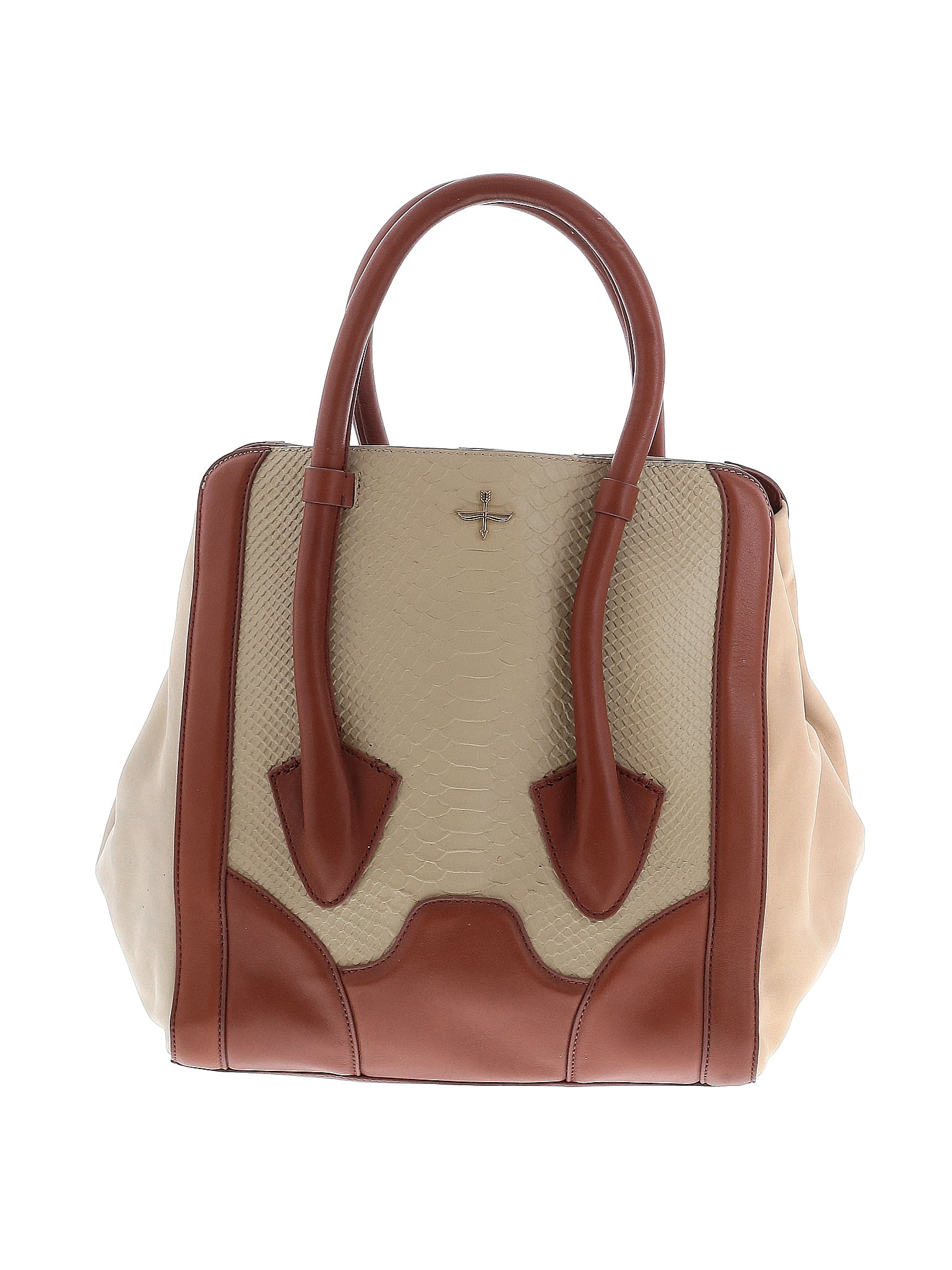 Pour la Victoire Leather Handbag Tote-Tan-Double Leather Straps-13.5 x  13.0”