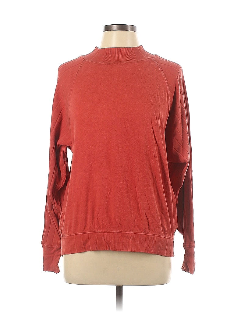 FP BEACH 100% Cotton Color Block Solid Orange Red Turtleneck Sweater Size L - photo 1