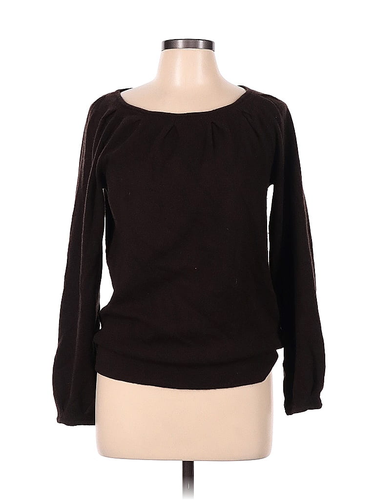AK Anne Klein 100% Cashmere Color Block Polka Dots Brown Cashmere Pullover Sweater Size M - photo 1