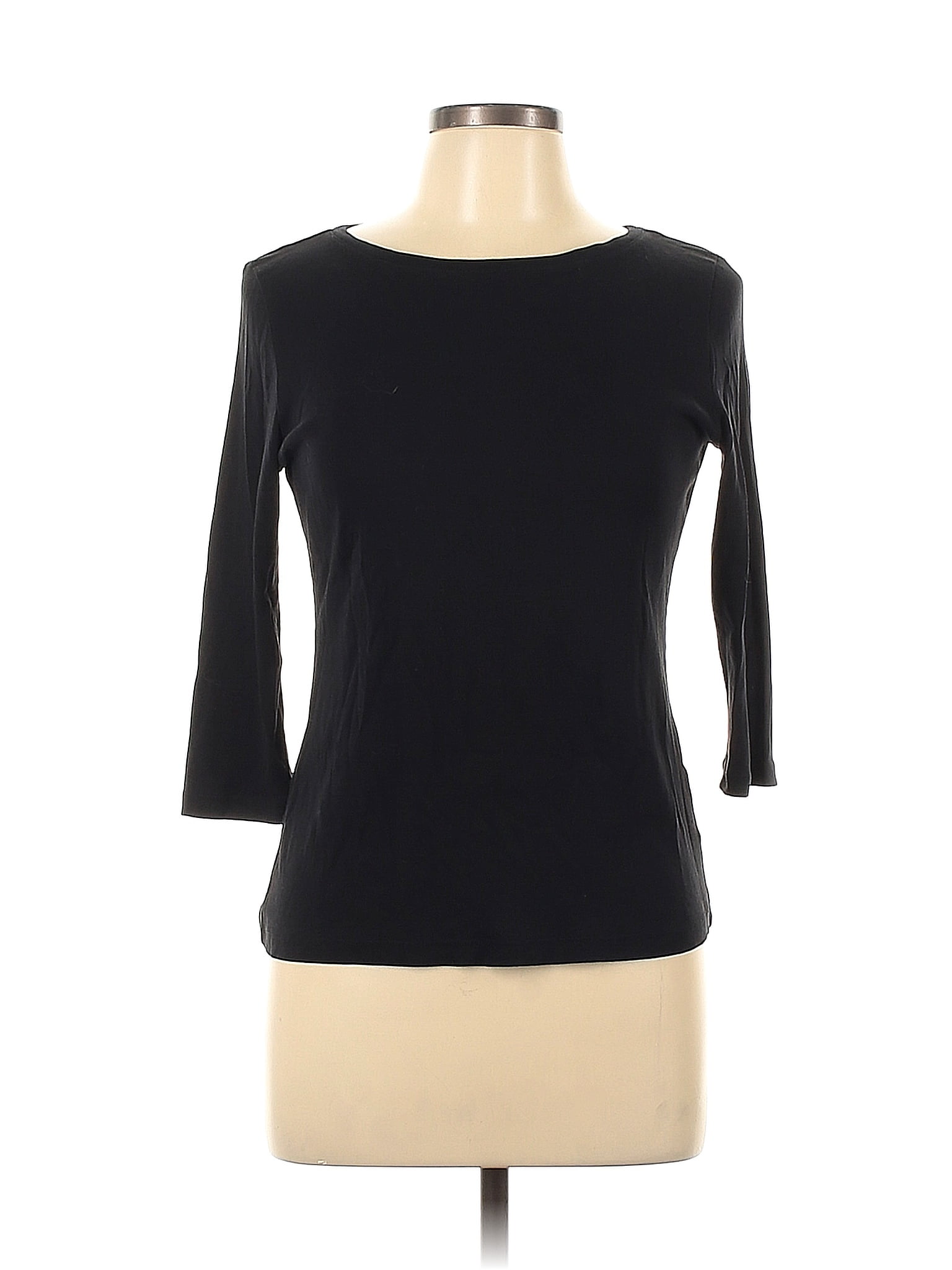 Talbots 100% Cotton Solid Black 3/4 Sleeve T-Shirt Size M (Petite) - 67 ...