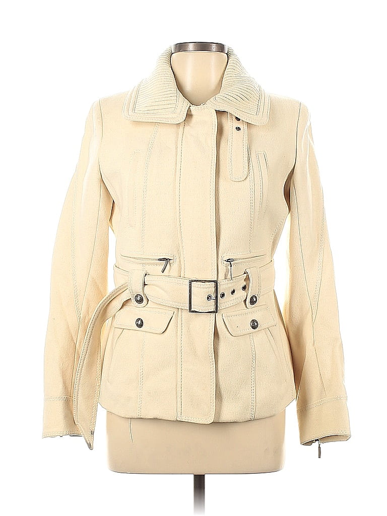 Laundry by Shelli Segal Solid Ivory Wool Coat Size 10 78 off thredUP