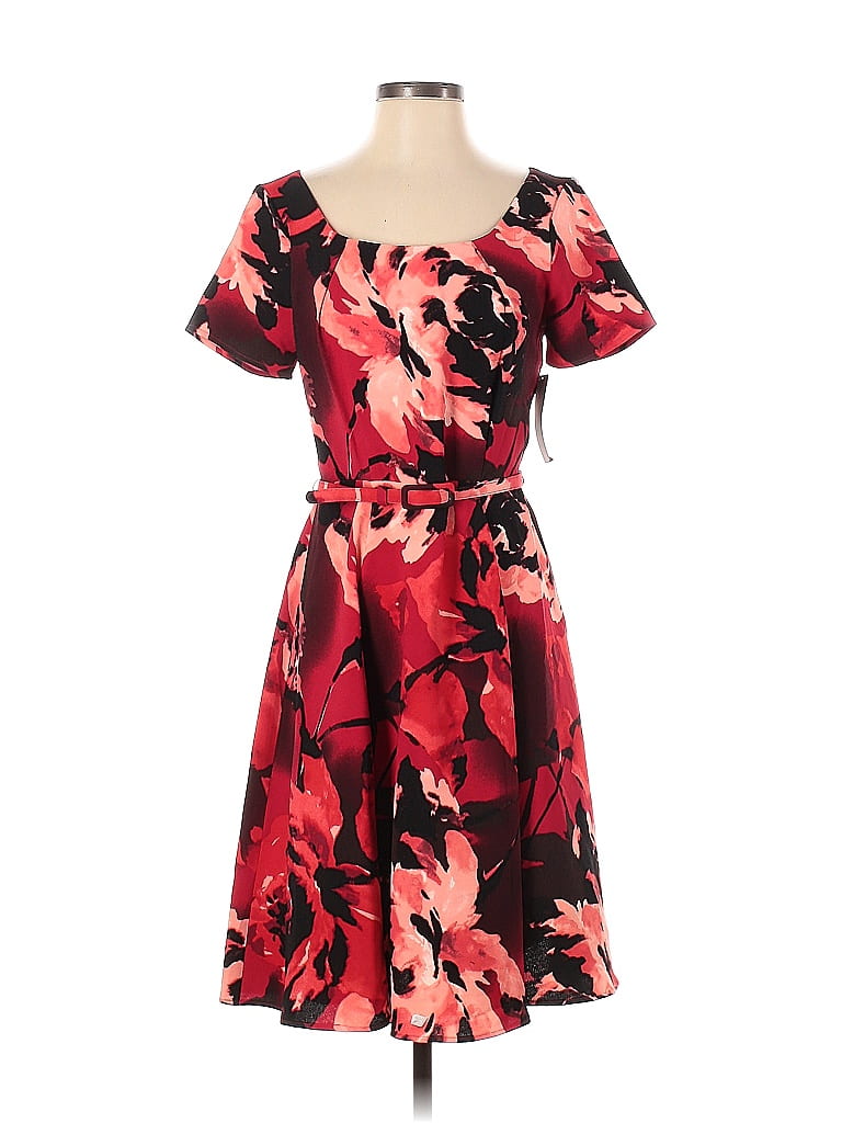 Eva Mendes by New York & Company 100% Polyester Floral Multi Color Red Casual Dress Size 2 - photo 1