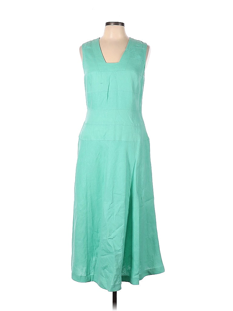 J. Peterman 100 Linen Solid Blue Green Casual Dress Size 10 75 off thredUP