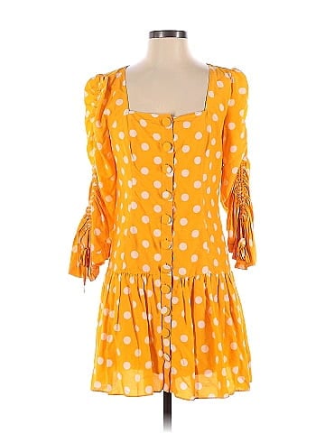 Nicholas polka dot ruffle mini clearance dress