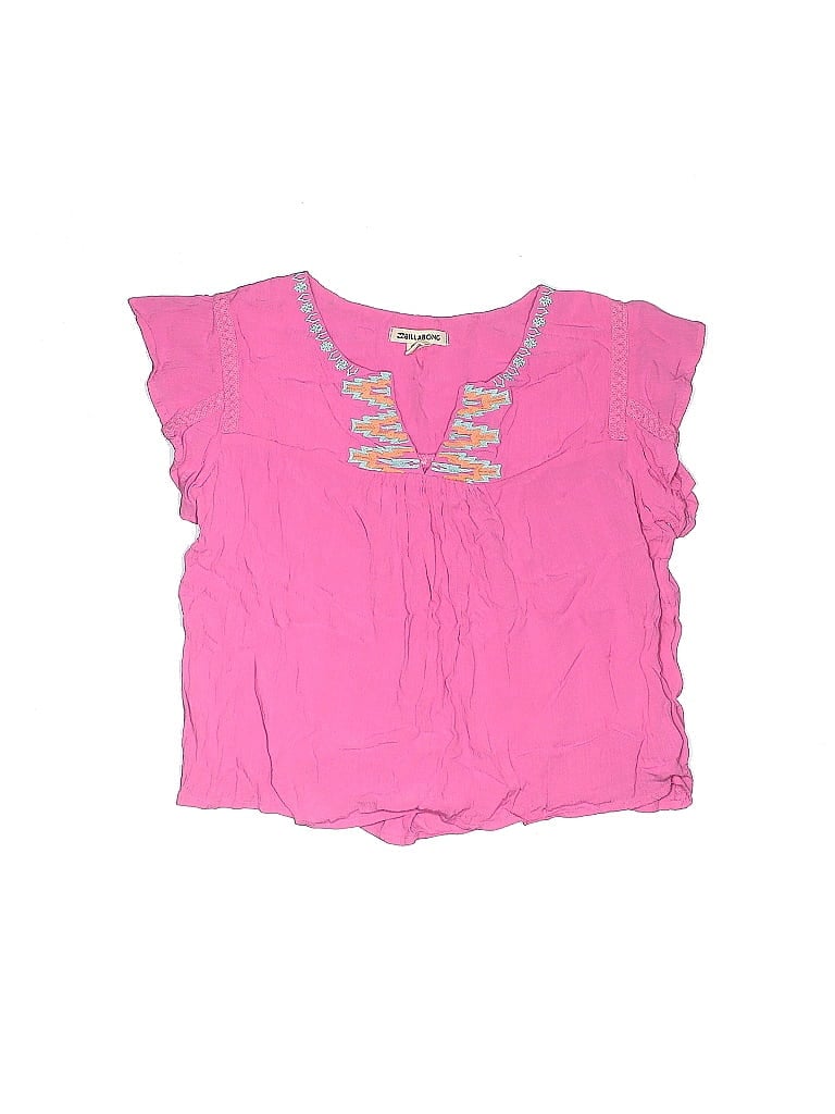 Billabong 100% Rayon Pink Short Sleeve Blouse Size L (Infants) - photo 1