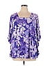 Susan Graver Floral Purple Short Sleeve Blouse Size XL - photo 1