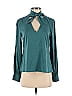 BECKEN Teal Emerald Tie Neck Blouse Size 2 - photo 1