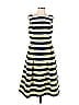 Eva Mendes by New York & Company 100% Polyester Stripes Multi Color Yellow Casual Dress Size 10 - photo 1