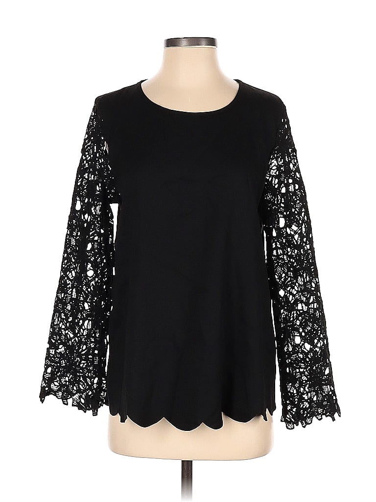 Pre-owned Emery Rose Long Sleeve Blouse In Black