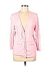 New York & Company Color Block Solid Pink Cardigan Size L - photo 1