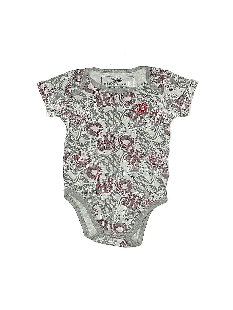 Akademiks 100% Cotton Paisley Floral Graphic Gray Short Sleeve Onesie Size 6-9 mo - photo 1
