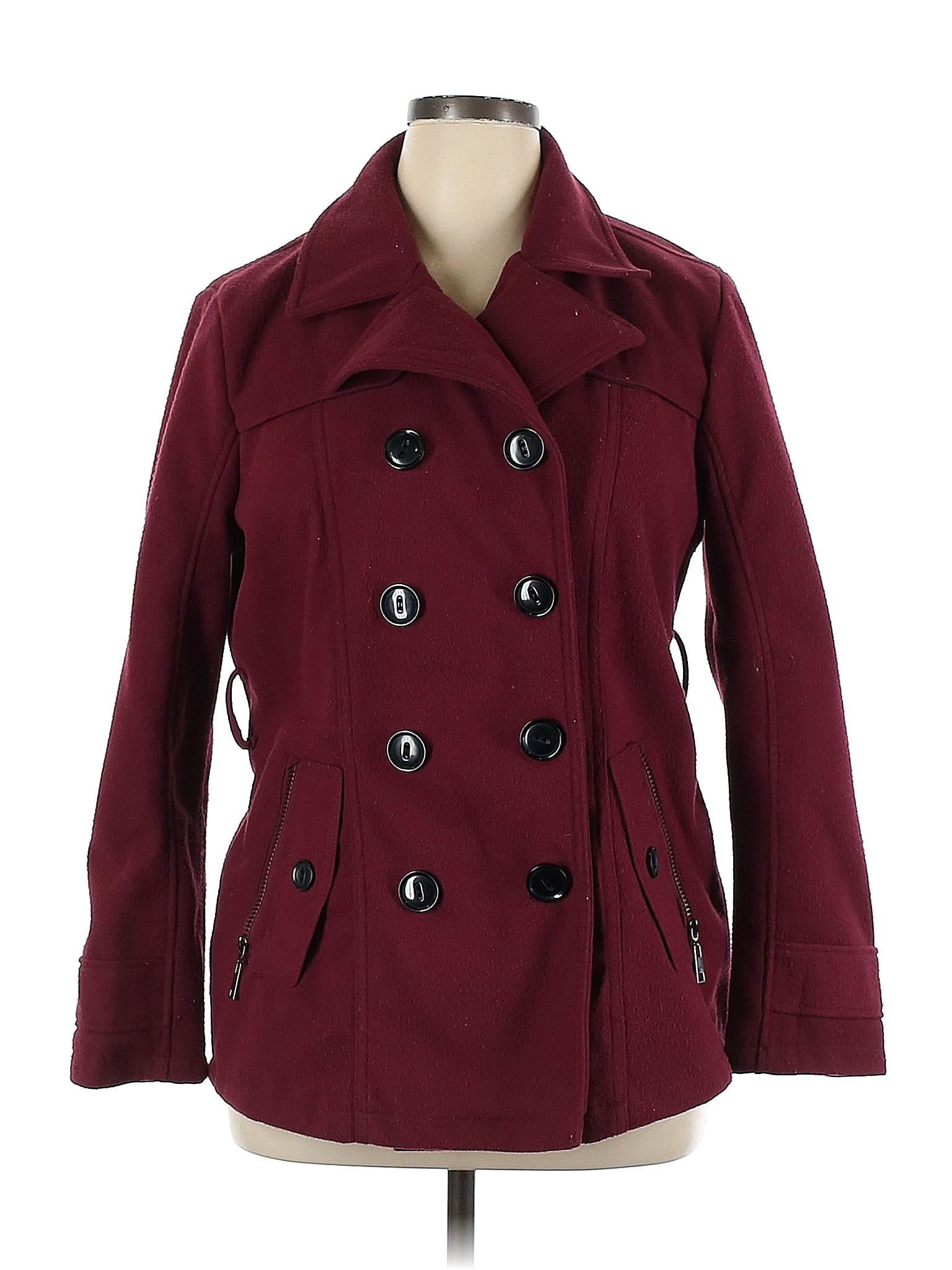 Urban Republic 100 Polyester Solid Burgundy Coat Size XL 70 off