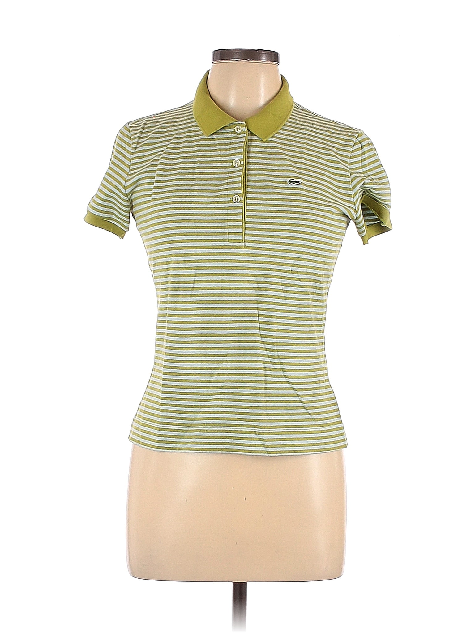 Lacoste Stripes Green Short Sleeve Polo Size 42 (EU) 70 off thredUP