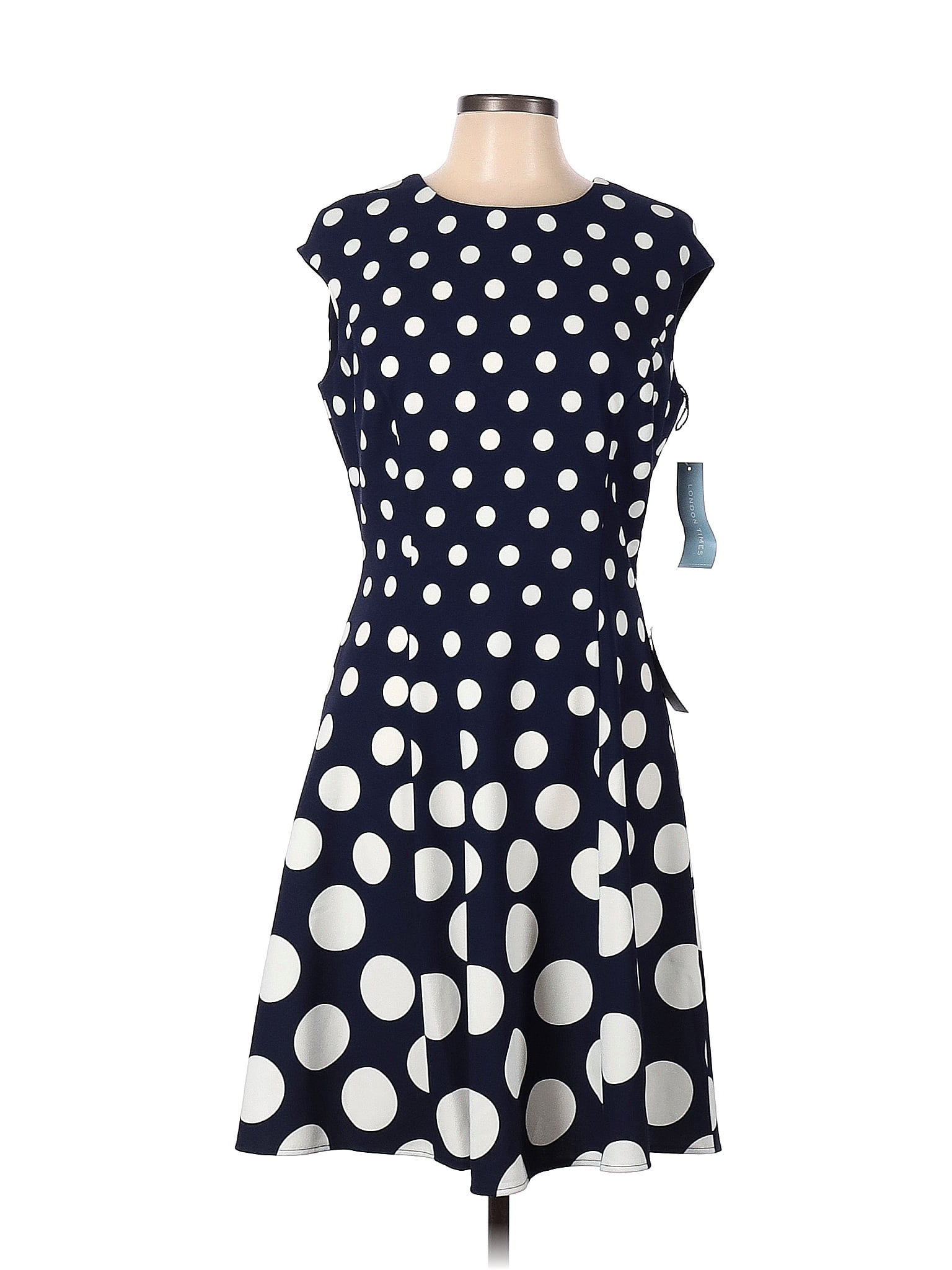 London Times Polka Dots Blue Casual Dress Size 12 67 off thredUP