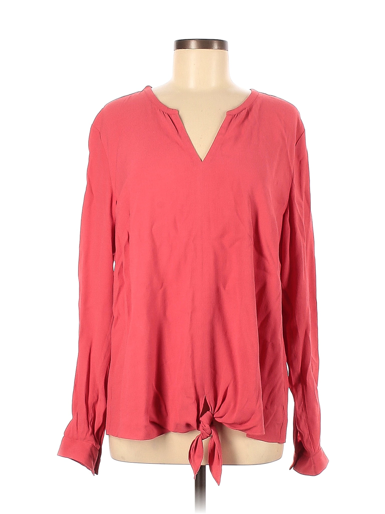 J Jill 100 Rayon Solid Red Long Sleeve Blouse Size M 86 Off Thredup