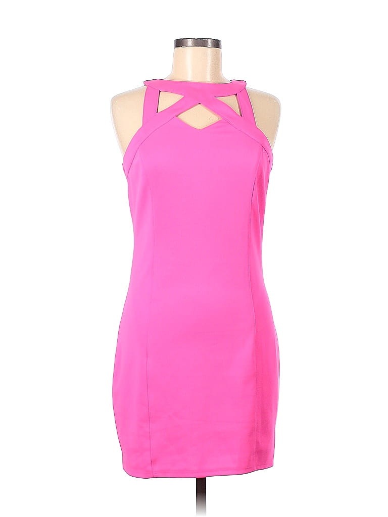 Speechless 100% Polyester Solid Pink Casual Dress Size L - photo 1