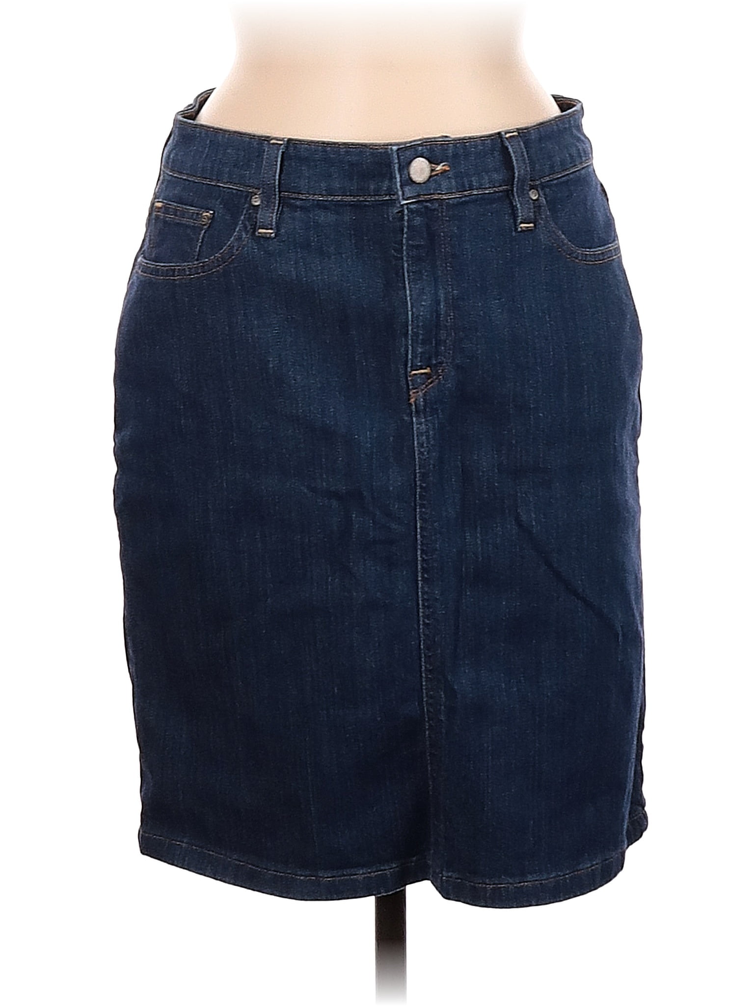 L.L.Bean Solid Blue Denim Skirt Size 6 - 56% off | thredUP