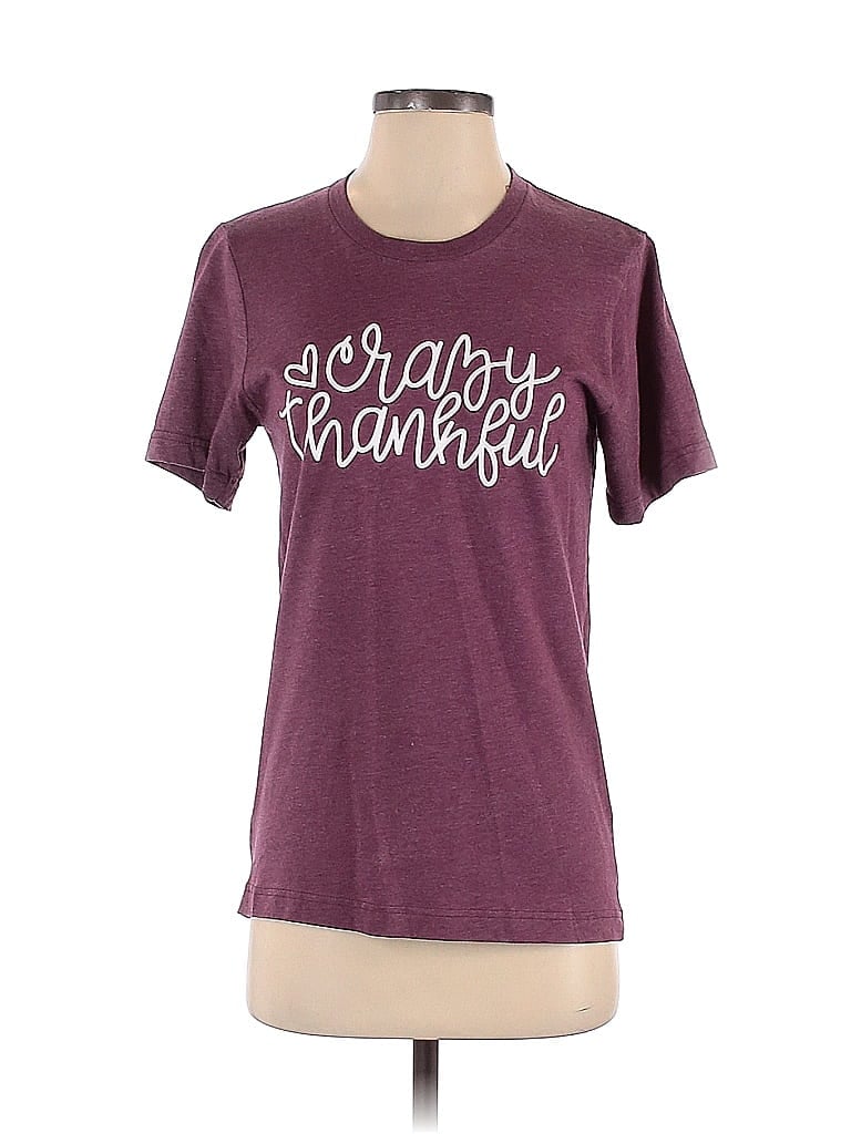 Pre-owned Canvas Short Sleeve T-shirt In Burgundy