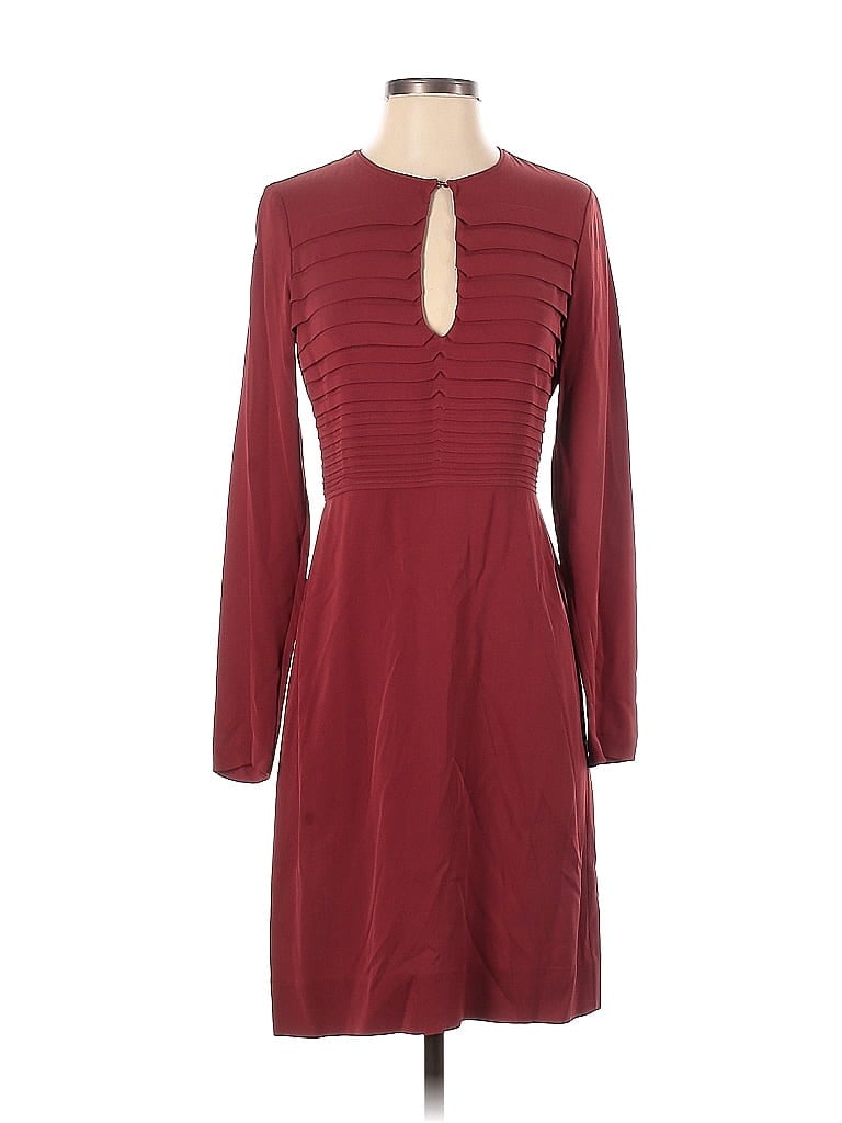 Diane von Furstenberg 100% Silk Solid Maroon Red Casual Dress Size 2 ...