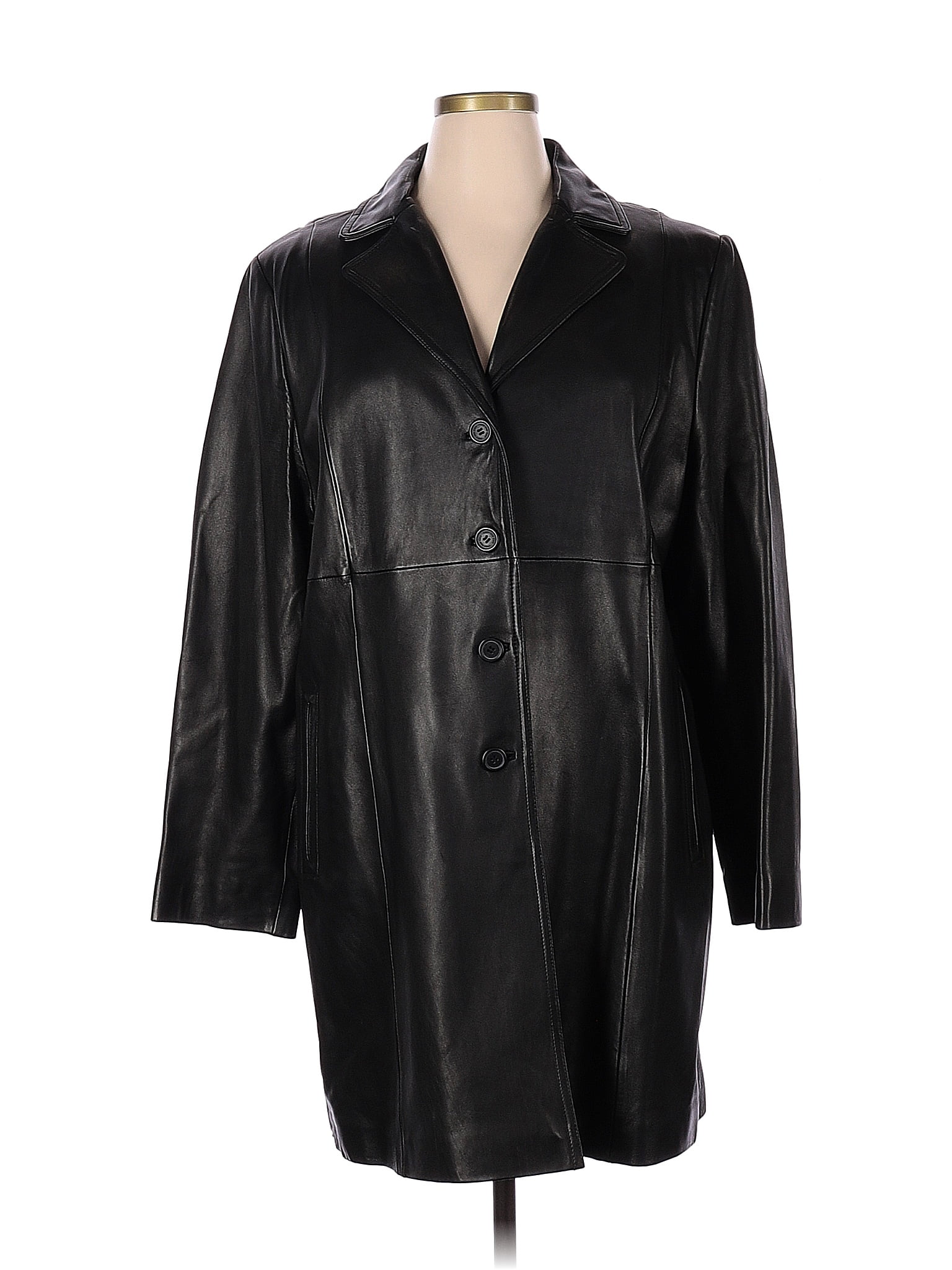 Jones New York 100% Leather Solid Black Leather Jacket Size 1X (Plus ...
