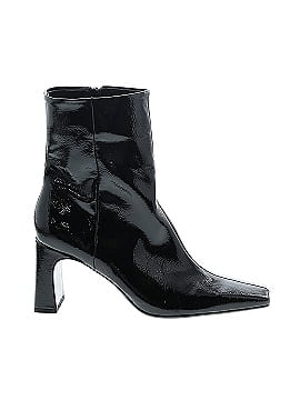 Zara - Studded Faux Patent Leather Ankle Boots - Black - Unisex