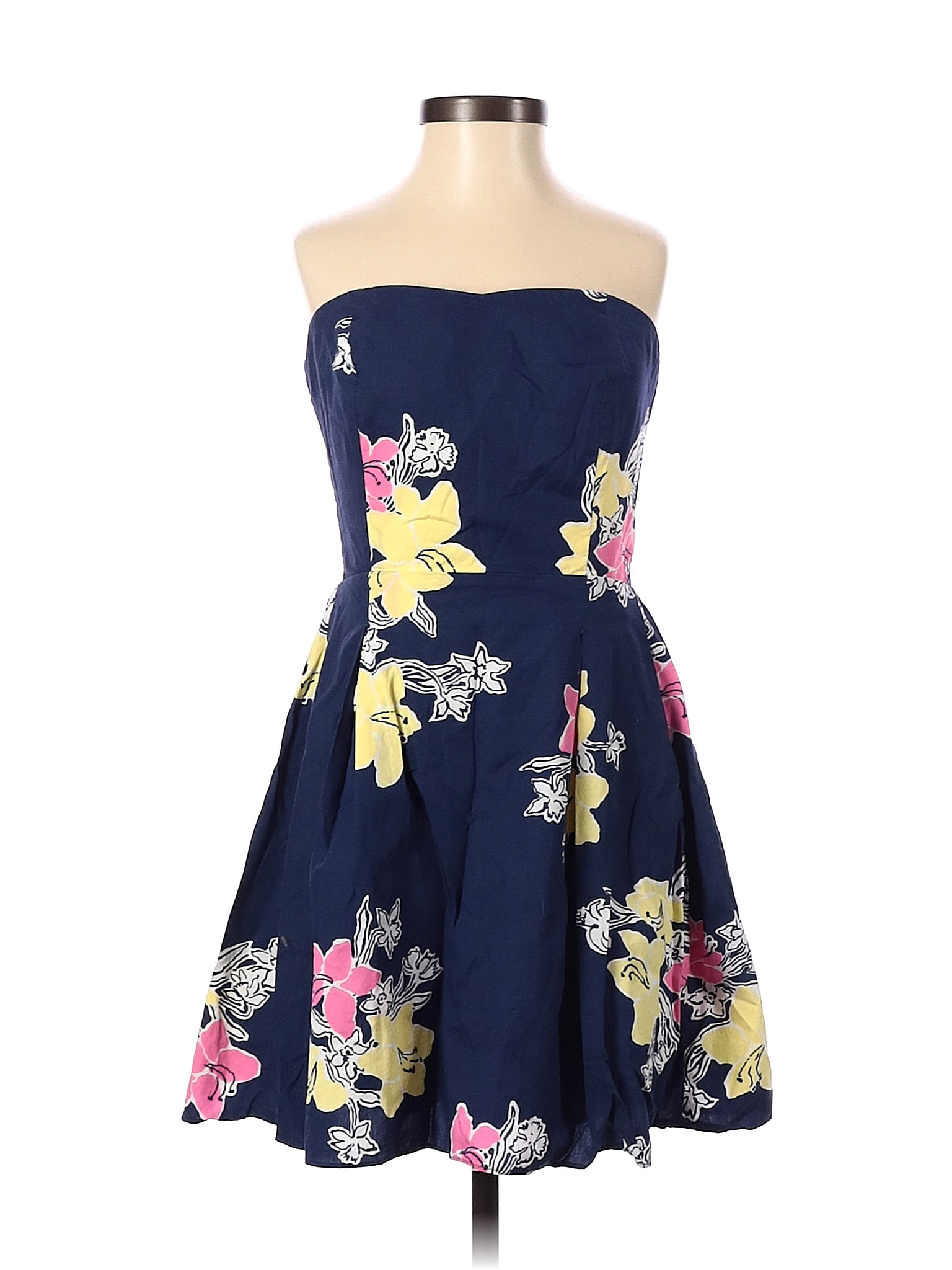 Lilly Pulitzer 100 Cotton Floral Navy Blue Casual Dress Size 0 70