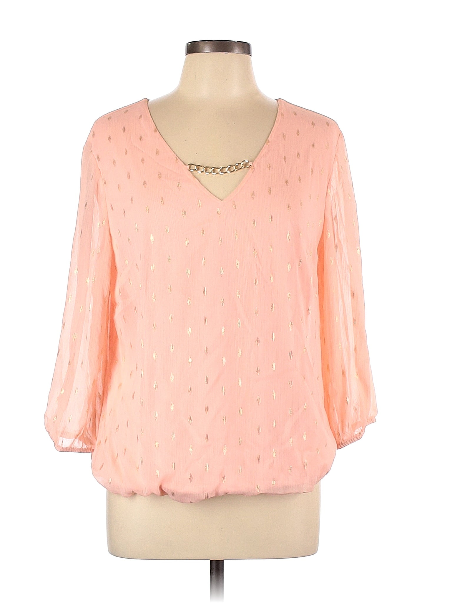 Orange Polka Dot Short Sleeve Blouse Orvis Women's 