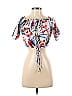 Love & Other Things 100% Polyester Blue White Short Sleeve Blouse Size S - photo 1