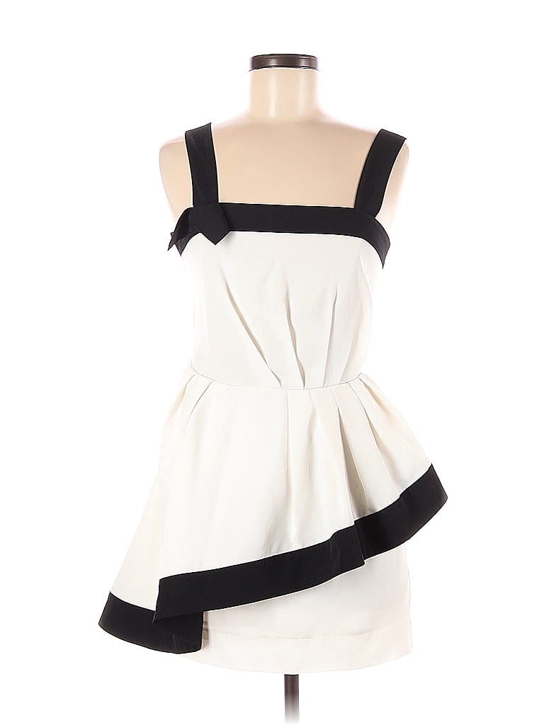 Topshop 100 Polyester Color Block Solid White Cocktail Dress Size 6