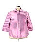 Foxcroft Stripes Pink 3/4 Sleeve Button-Down Shirt Size 22W (Plus) - photo 1