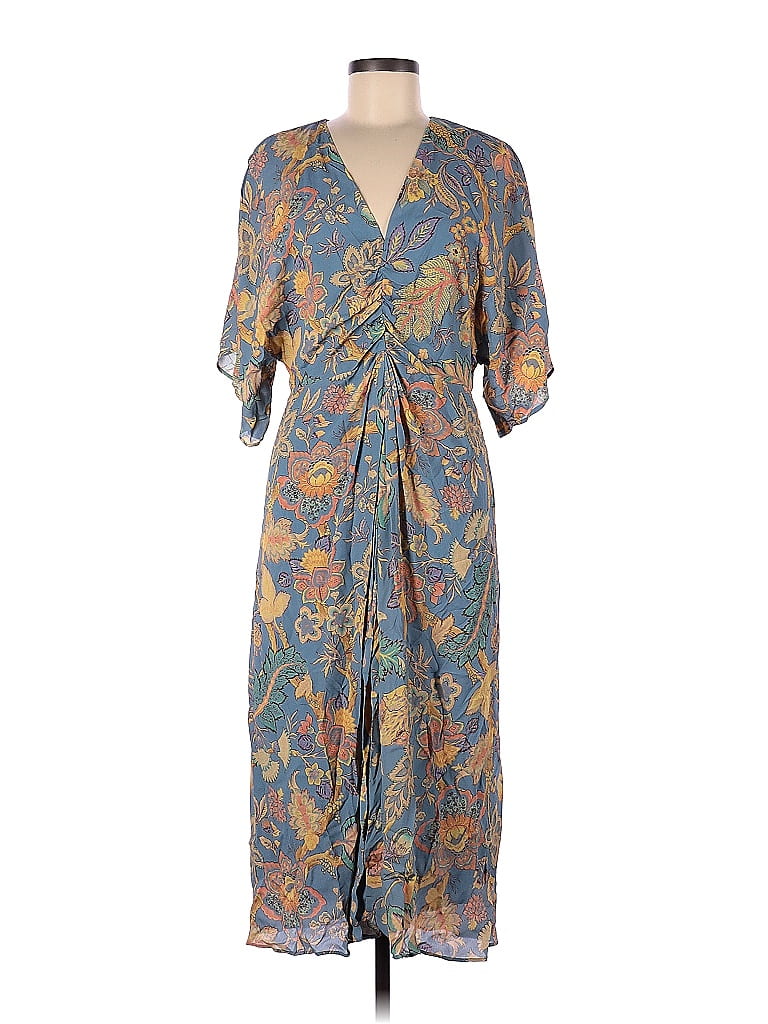 Vanessa Bruno 100% Viscose Floral Multi Color Blue Casual Dress Size 40 ...