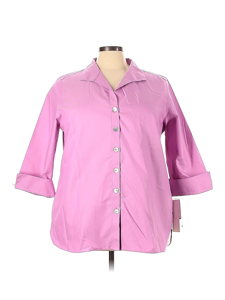 Foxcroft 100% Cotton Pink Long Sleeve Button-Down Shirt Size 22 (Plus) - photo 1