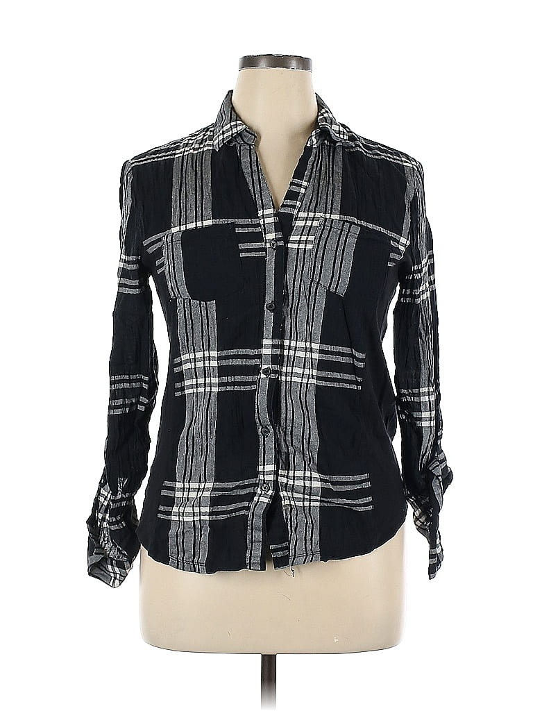 Como Vintage Plaid Black Long Sleeve Button-Down Shirt Size XL - photo 1