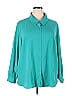 Susan Graver 100% Polyester Solid Blue Teal Long Sleeve Blouse Size 2X (Plus) - photo 1