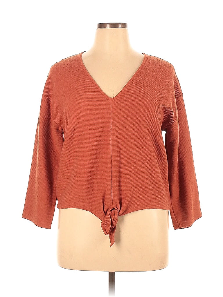 TeXTURE & THREAD Madewell Solid Brown Long Sleeve Top Size XL - photo 1