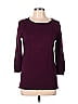 Ann Taylor LOFT Outlet 100% Cotton Color Block Solid Purple Burgundy Pullover Sweater Size M - photo 1