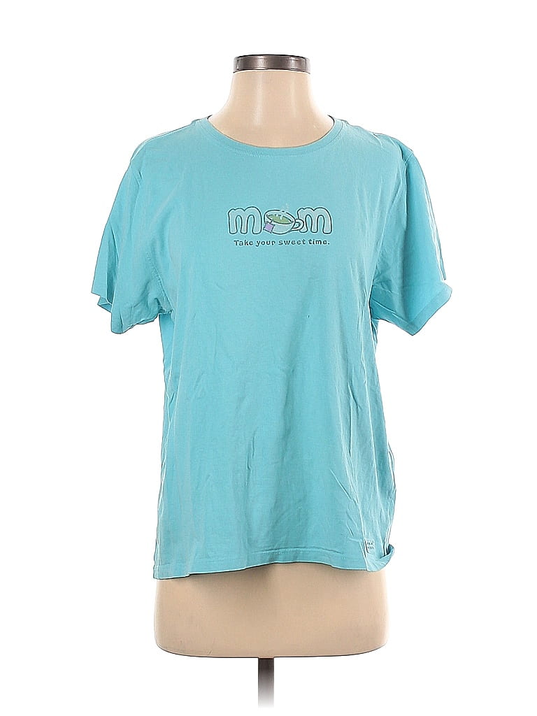 Life Is Good 100% Cotton Graphic Blue Teal Short Sleeve T-Shirt Size L - photo 1