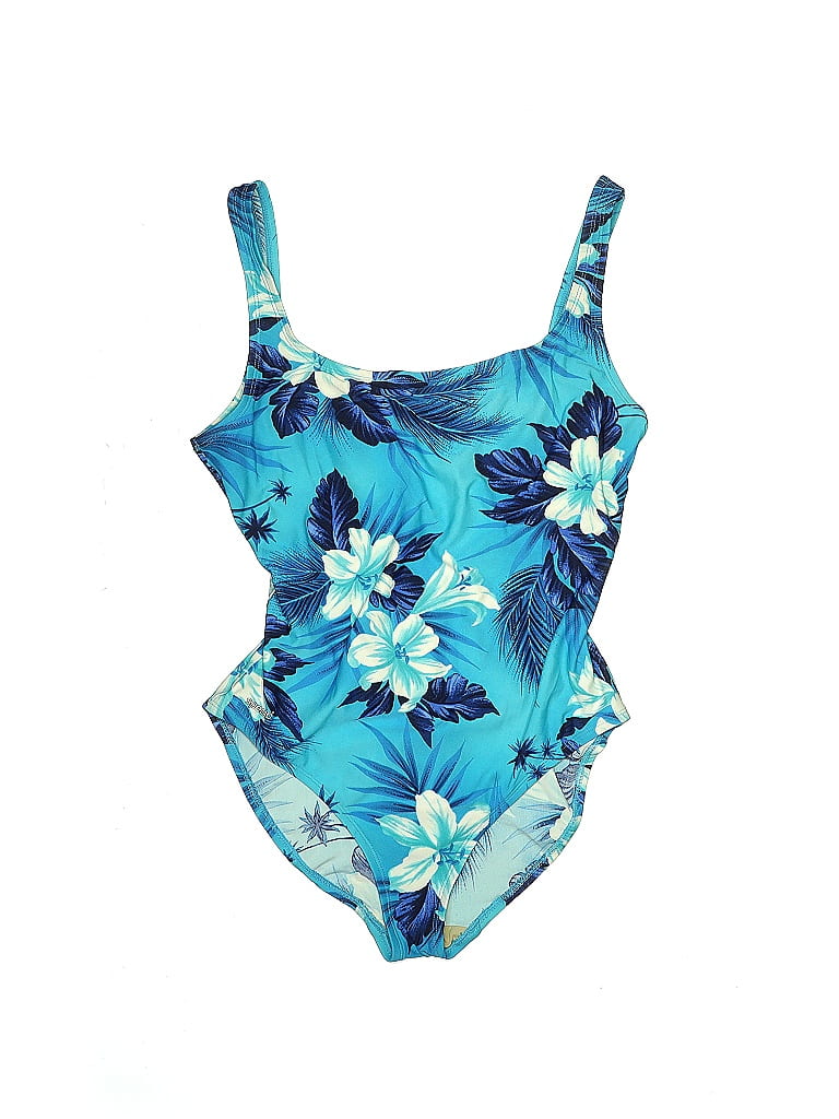 Speedo Floral Blue One Piece Swimsuit Size 14 39 off thredUP