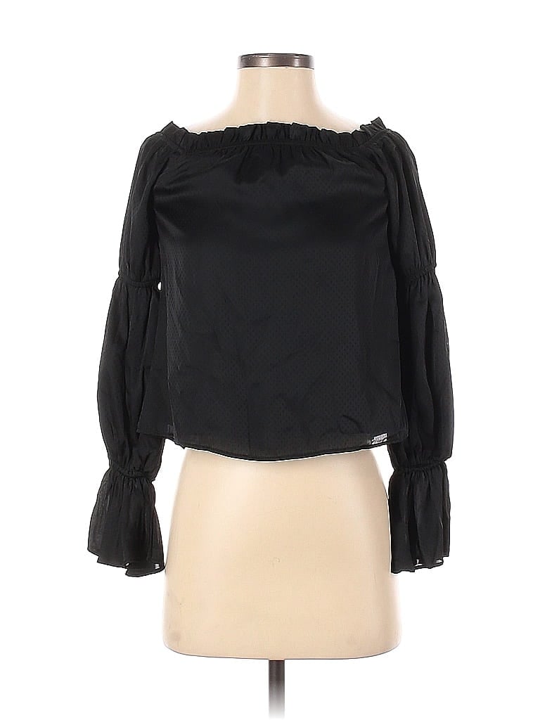 Pre-owned Super Down Long Sleeve Blouse In Black
