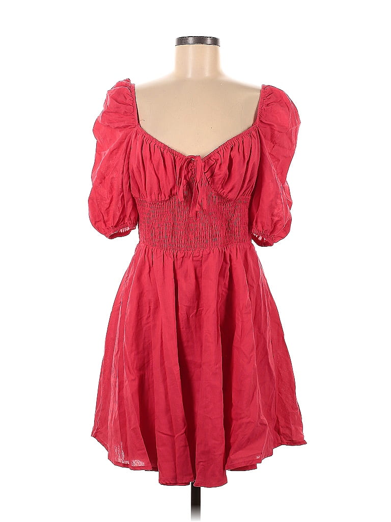 Missguided 100% Cotton Solid Red Casual Dress Size 8 - photo 1