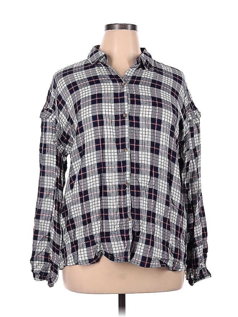 Como Vintage 100% Rayon Blue Long Sleeve Button-Down Shirt Size XL - photo 1