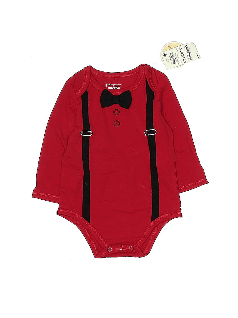 First Impressions Solid Red Long Sleeve Onesie Size 6-9 mo - photo 1