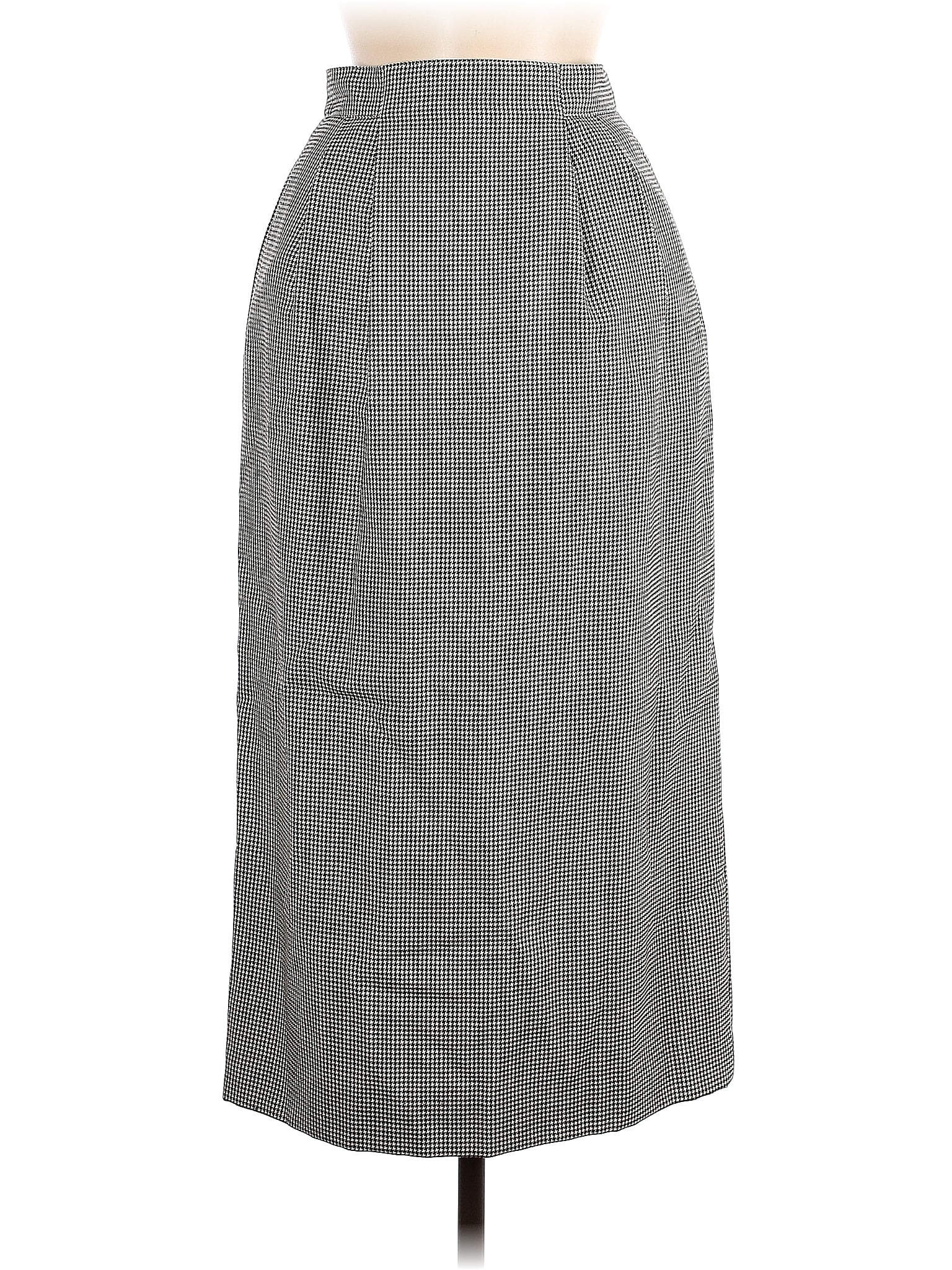 Austin Reed 100 Wool Checkeredgingham Houndstooth Multi Color Black Wool Skirt Size 8 (Petite