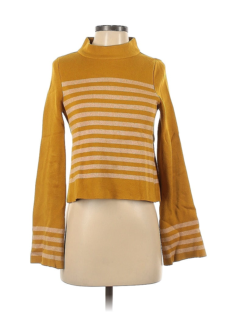 Moth Color Block Stripes Yellow Orange Turtleneck Sweater Size XXS - photo 1