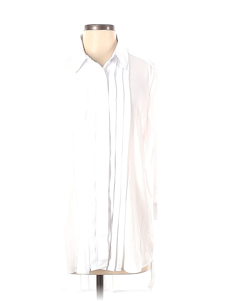 Joan Vass 100% Polyester Solid White Long Sleeve Blouse Size L - photo 1
