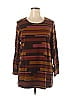 D&Co. Stripes Brown Casual Dress Size 1X (Plus) - photo 1