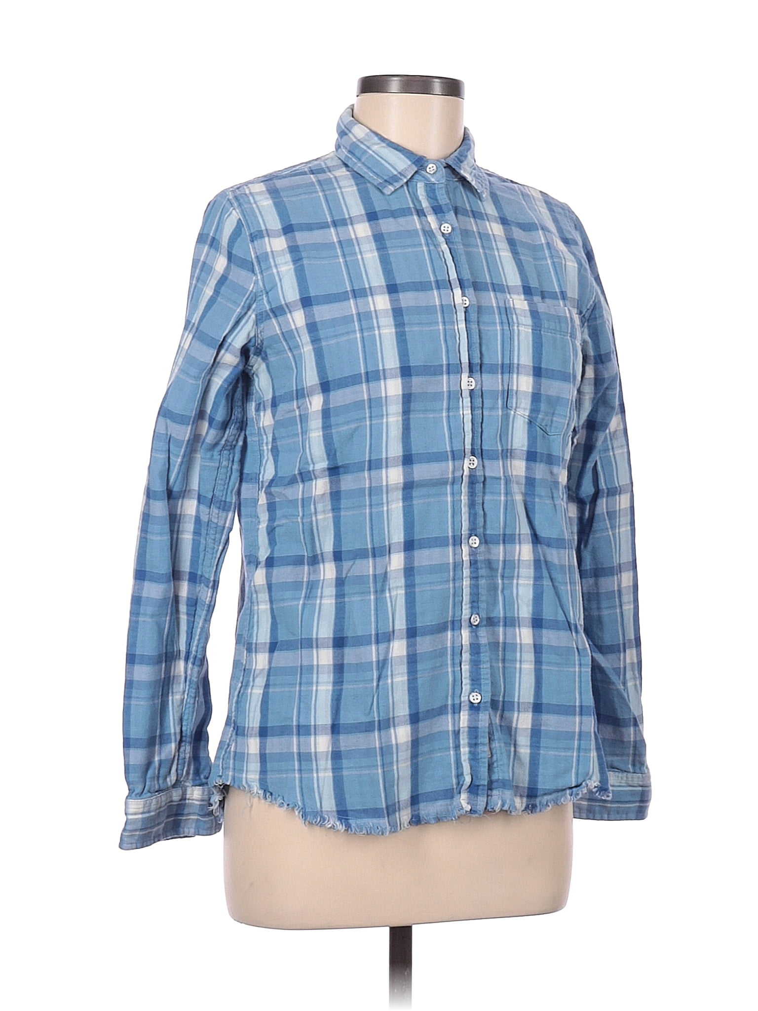 The Blue Shirt Shop 100 Cotton Checkeredgingham Plaid Blue Long
